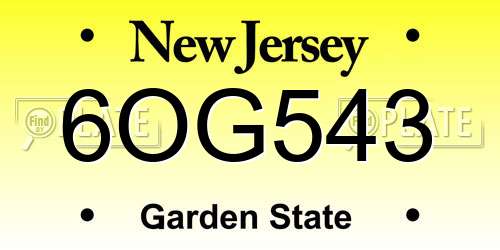 6OG543 New Jersey License Plate