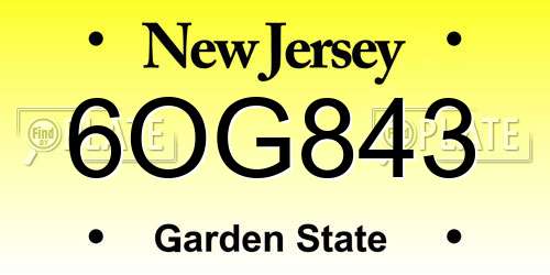 6OG843 New Jersey License Plate