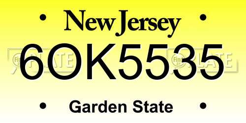 6OK5535 New Jersey License Plate