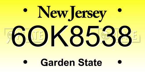 6OK8538 New Jersey License Plate