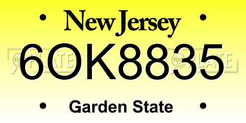 6OK8835 New Jersey License Plate