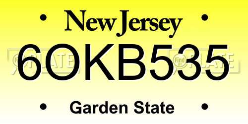 6OKB535 New Jersey License Plate