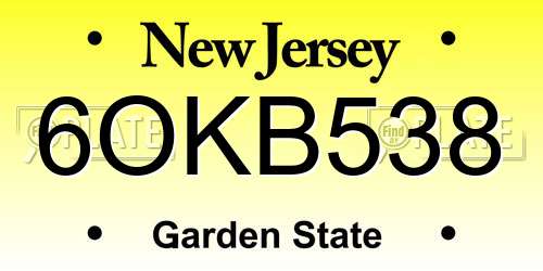 6OKB538 New Jersey License Plate