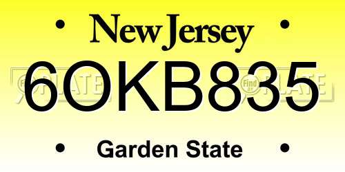 6OKB835 New Jersey License Plate