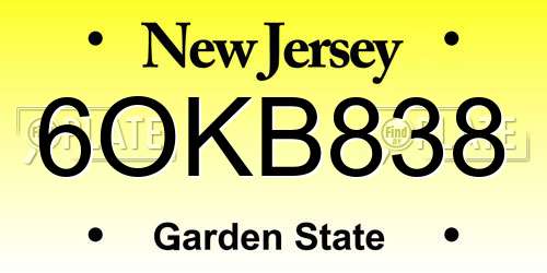 6OKB838 New Jersey License Plate
