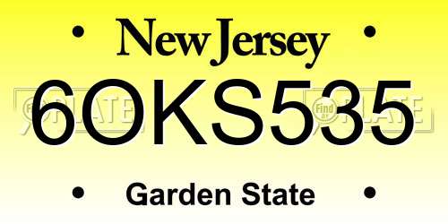 6OKS535 New Jersey License Plate