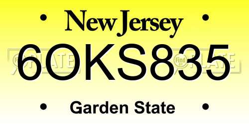 6OKS835 New Jersey License Plate