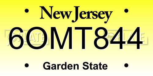 6OMT844 New Jersey License Plate