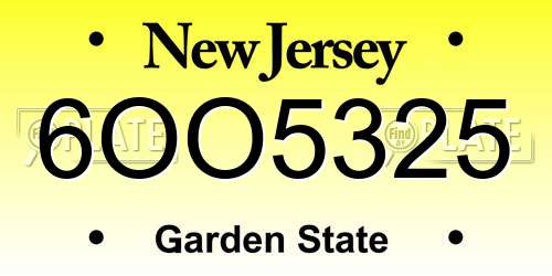 6OO5325 New Jersey License Plate