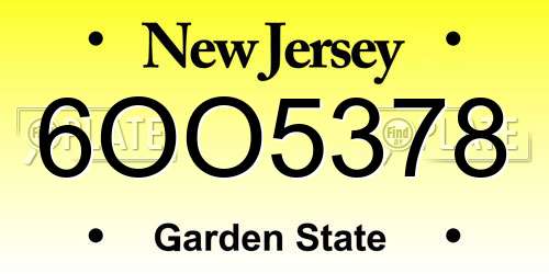6OO5378 New Jersey License Plate