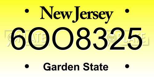 6OO8325 New Jersey License Plate