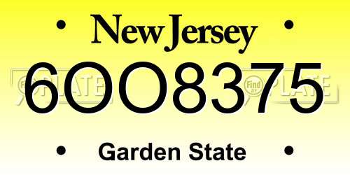 6OO8375 New Jersey License Plate