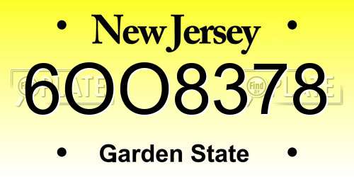 6OO8378 New Jersey License Plate