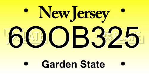 6OOB325 New Jersey License Plate