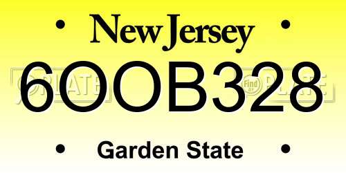 6OOB328 New Jersey License Plate