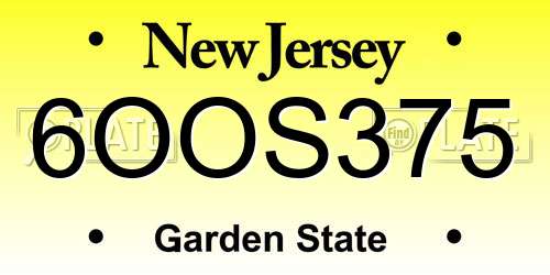 6OOS375 New Jersey License Plate