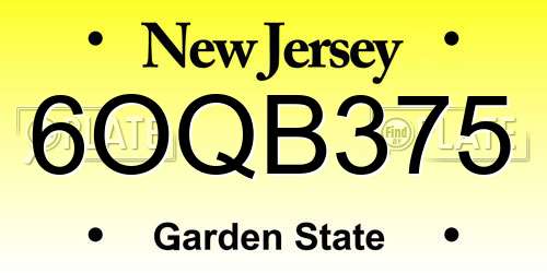 6OQB375 New Jersey License Plate