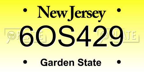 6OS429 New Jersey License Plate