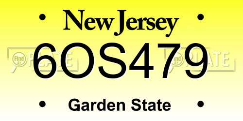 6OS479 New Jersey License Plate