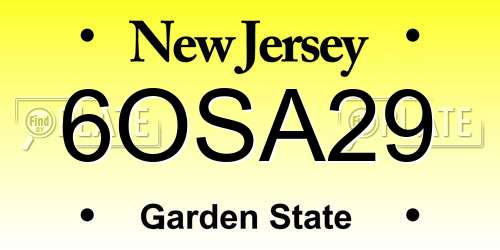 6OSA29 New Jersey License Plate