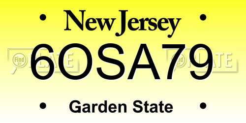 6OSA79 New Jersey License Plate
