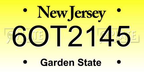 6OT2145 New Jersey License Plate