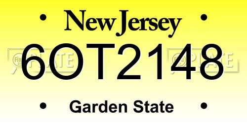 6OT2148 New Jersey License Plate