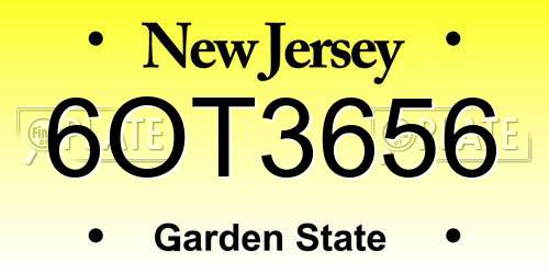 6OT3656 New Jersey License Plate