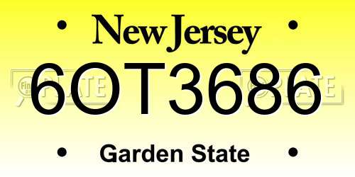 6OT3686 New Jersey License Plate