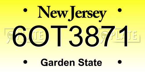 6OT3871 New Jersey License Plate