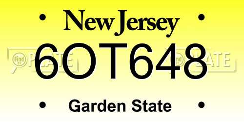 6OT648 New Jersey License Plate