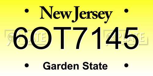 6OT7145 New Jersey License Plate