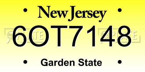 6OT7148 New Jersey License Plate