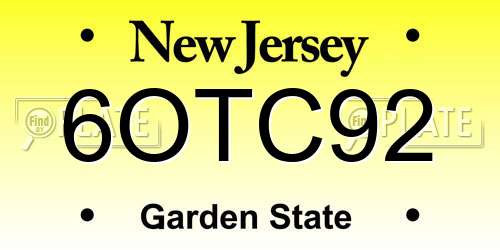 6OTC92 New Jersey License Plate