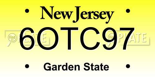 6OTC97 New Jersey License Plate