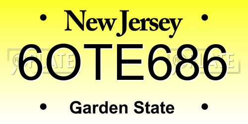 6OTE686 New Jersey License Plate