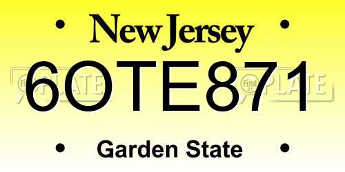 6OTE871 New Jersey License Plate