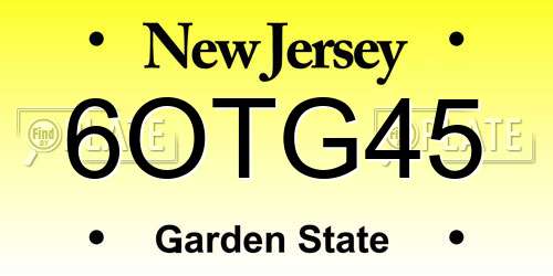 6OTG45 New Jersey License Plate