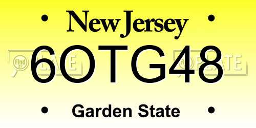 6OTG48 New Jersey License Plate