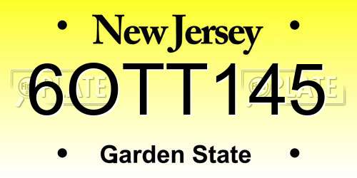 6OTT145 New Jersey License Plate