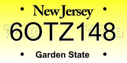 6OTZ148 New Jersey License Plate