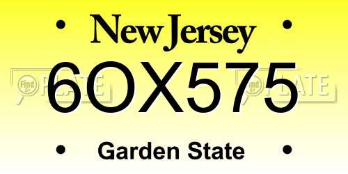 6OX575 New Jersey License Plate