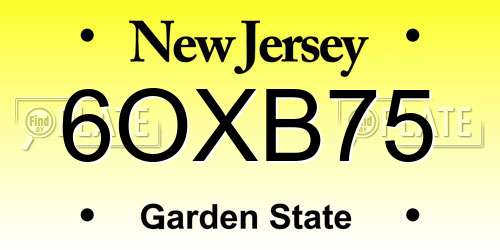 6OXB75 New Jersey License Plate