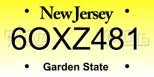 6OXZ481 New Jersey License Plate