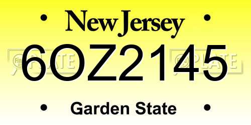 6OZ2145 New Jersey License Plate