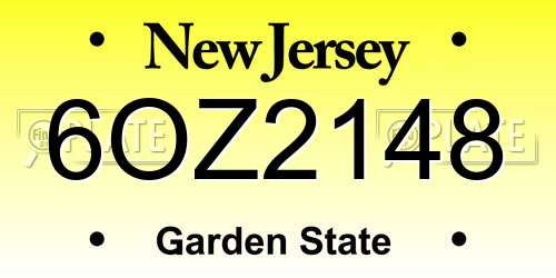6OZ2148 New Jersey License Plate