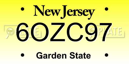 6OZC97 New Jersey License Plate