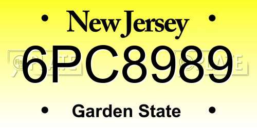 6PC8989 New Jersey License Plate