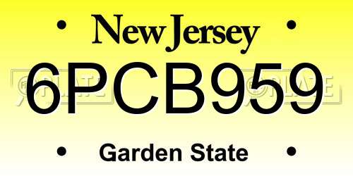 6PCB959 New Jersey License Plate