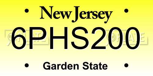 6PHS200 New Jersey License Plate